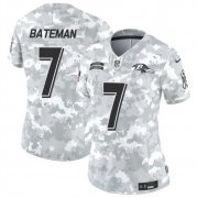 Cheap Women's Baltimore Ravens #7 Rashod Bateman 2024 F.U.S.E Arctic Camo Salute To Service Limited Stitched Football Jersey(Run Small)