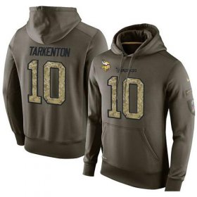 Wholesale Cheap NFL Men\'s Nike Minnesota Vikings #10 Fran Tarkenton Stitched Green Olive Salute To Service KO Performance Hoodie