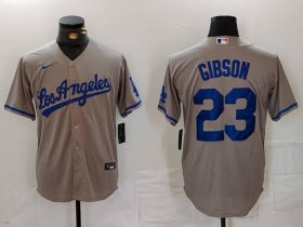 Men\'s Los Angeles Dodgers #23 Kirk Gibson Grey With los Cool Base Stitched Jersey