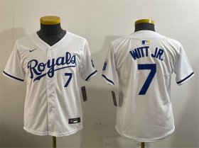 Cheap Youth Kansas City Royals #7 Bobby Witt Jr. White 2024 Home Limited Stitched Baseball Jersey