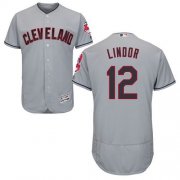 Wholesale Cheap Indians #12 Francisco Lindor Grey Flexbase Authentic Collection Stitched MLB Jersey