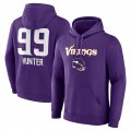 Cheap Men's Minnesota Vikings #99 Danielle Hunter Purple Team Wordmark Player Name & Number Pullover Hoodie