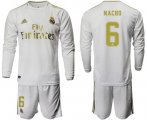 Wholesale Cheap Real Madrid #6 Nacho White Home Long Sleeves Soccer Club Jersey