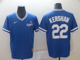 Wholesale Cheap Men Los Angeles Dodgers 22 Kershaw Blue Game Throwback Nike 2022 MLB Jersey