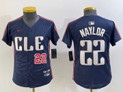 Cheap Youth Cleveland Guardians #22 Josh Naylor Number Navy 2024 City Connect Limited Stitched Jerseys