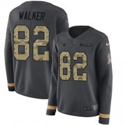 Wholesale Cheap Nike Titans #82 Delanie Walker Anthracite Salute to Service Women's Stitched NFL Limited Therma Long Sleeve Jersey