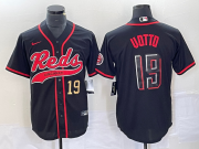 Wholesale Cheap Men's Cincinnati Reds #19 Joey Votto Number Black 2023 City Connect Cool Base Stitched Jerseys