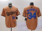 Cheap Men's Los Angeles Dodgers #34 Toro Valenzuela Number Olive Cool Base Limited Stitched Jerseys