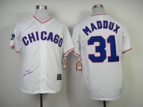 Wholesale Cheap Mitchell And Ness 1988 Cubs #31 Greg Maddux White Throwback Stitched MLB Jersey