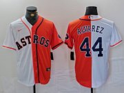 Cheap Men's Houston Astros #44 Yordan Alvarez White Orange Split Stitched Baseball Jersey