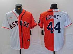 Cheap Men\'s Houston Astros #44 Yordan Alvarez White Orange Split Stitched Baseball Jersey