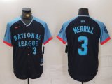 Men's San Diego Padres #3 Jackson Merrill Number Navy 2024 All Star Limited Stitched Jersey