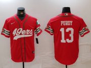 Men's San Francisco 49ers #13 Brock Purdy Red Mexico Cool Base Stitched Baseball Jersey