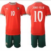 Cheap Men's Portugal Team #10 Joao Felix 2025 Red Home Soccer Jersey Suit