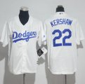 Wholesale Cheap Dodgers #22 Clayton Kershaw White Cool Base Stitched Youth MLB Jersey