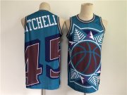 Wholesale Cheap Men's Utah Jazz #45 Donovan Mitchell Blue Big Face Throwback Stitched Jersey