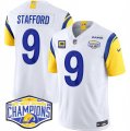 Cheap Men's Los Angeles Rams #9 Matthew Stafford White 2024 NFC West Champions With 4-Star C Patch F.U.S.E. Vapor Untouchable Stitched Football Jersey