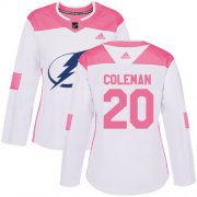 Cheap Adidas Lightning #20 Blake Coleman White/Pink Authentic Fashion Women's Stitched NHL Jersey