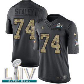 Wholesale Cheap Nike 49ers #74 Joe Staley Black Super Bowl LIV 2020 Youth Stitched NFL Limited 2016 Salute to Service Jersey