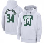 Wholesale Cheap Men's Milwaukee Bucks #34 Giannis Antetokounmpo White Pullover Hoodie