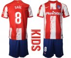 Wholesale Cheap Youth 2021-2022 Club Atletico Madrid home red 8 Nike Soccer Jersey