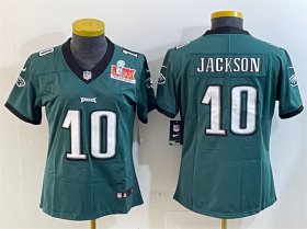 Cheap Women\'s Philadelphia Eagles #10 DeSean Jackson Green 2025 Super Bowl LIX Patch Vapor Untouchable Limited Football Stitched Jersey(Run Small)