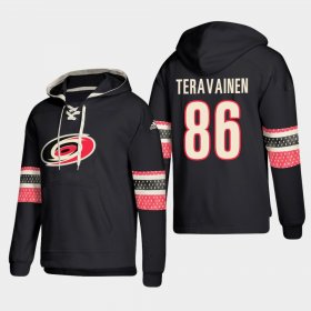 Wholesale Cheap Carolina Hurricanes #86 Teuvo Teravainen Black adidas Lace-Up Pullover Hoodie