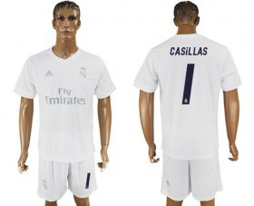 Wholesale Cheap Real Madrid #1 I.Casillas Marine Environmental Protection Home Soccer Club Jersey