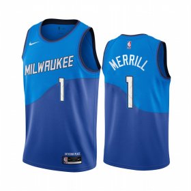 Wholesale Cheap Nike Bucks #1 Sam Merrill Blue NBA Swingman 2020-21 City Edition Jersey