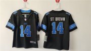 Cheap Women's Detroit Lions #14 Amon-Ra St. Brown Black Vapor Football Stitched Jersey(Run Smaller)