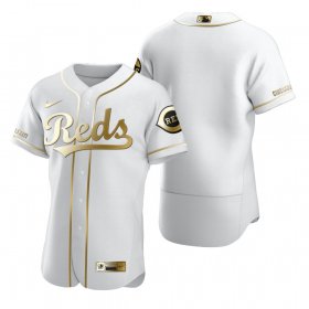 Wholesale Cheap Cincinnati Reds Blank White Nike Men\'s Authentic Golden Edition MLB Jersey