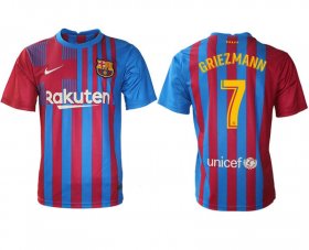 Wholesale Cheap Men 2021-2022 Club Barcelona home aaa version red 7 Nike Soccer Jersey