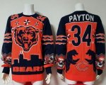 Wholesale Cheap Nike Bears #34 Walter Payton Orange/Navy Blue Men's Ugly Sweater