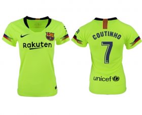 Wholesale Cheap Women\'s Barcelona #7 Coutinho Away Soccer Club Jersey