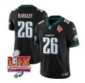 Cheap Men's Philadelphia Eagles #26 Saquon Barkley Black 2025 Eagles Logo Super Bowl LIX Patch New F.U.S.E. Vapor Untouchable Limited Football Stitched Jersey