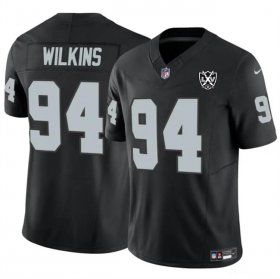 Cheap Men\'s Las Vegas Raiders #94 Christian Wilkins Black 2024 F.U.S.E 65th Anniversary Patch Vapor Stitched Football Jersey