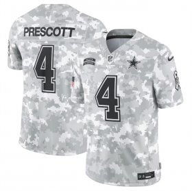 Men\'s Dallas Cowboys #4 Dak Prescott 2024 Arctic Camo Salute To Service Limited Stitched Football Jersey