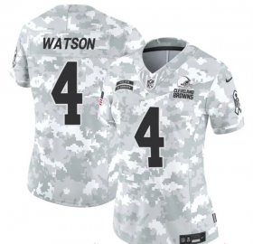 Cheap Women\'s Cleveland Browns #4 Deshaun Watson 2024 F.U.S.E Arctic Camo Salute To Service Limited Stitched Jersey(Run Small)