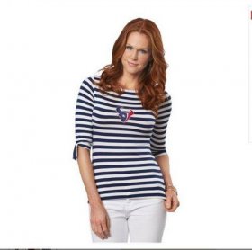 Wholesale Cheap Houston Texans Lady Striped Boatneck Three-Quarter Sleeve T-Shirt