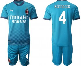 Wholesale Cheap Men 2020-2021 club AC milan away 4 blue Soccer Jerseys