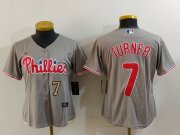 Cheap Women's Philadelphia Phillies #7 Trea Turner Grey Stitched Cool Base Nike Jerseys