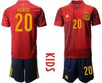 Wholesale Cheap Youth 2021 European Cup Spain home red 20 Soccer Jersey