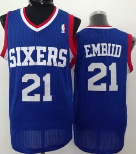 Wholesale Cheap Philadelphia 76ers #21 Joel Embiid Blue Swingman Jersey