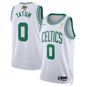 Wholesale Cheap Men\'s Boston Celtics #0 Jayson Tatum White 2024 Finals Champions Association Edition Stitched Baseball Jersey