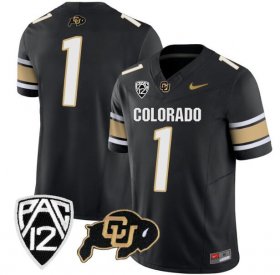 Cheap Men\'s Colorado Buffaloes #1 Black Football Jersey