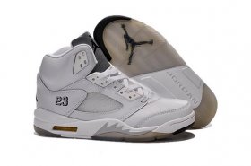 Wholesale Cheap Air Jordan 5 white metallic Shoes White/silver