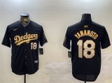 Cheap Men's Los Angeles Dodgers #18 Yoshinobu Yamamoto Black Gold Limited Stitched Baseball Jersey