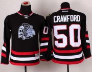 Wholesale Cheap Blackhawks #50 Corey Crawford Black(White Skull) 2014 Stadium Series Stitched Youth NHL Jersey