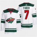 Men's Minnesota Wild #7 Brock Faber White Stitched Jersey