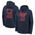 Wholesale Cheap Men's Philadelphia 76ers #21 Joel Embiid Navy Pullover Hoodie